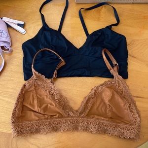 2 bralettes burnt orange and black